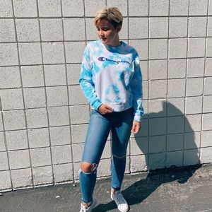 Champion Blue Tie Die Sweatshirt
